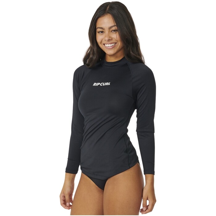 2024 Rip Curl Womens Classic Surf Long Sleeve UPF Rash Vest 17MWRV - Black